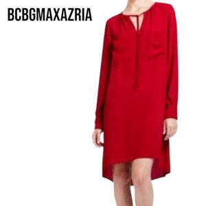 BCBGMaxAzria RED DARELL CREPE SHIFT DRESS Olympic Core XS Flowy EUC
